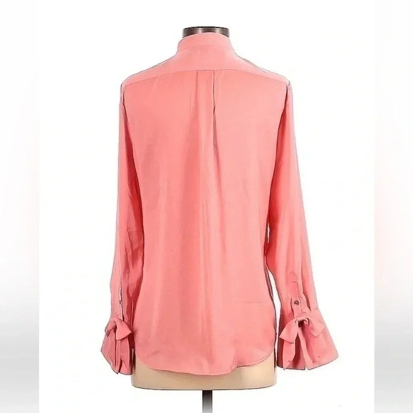 Banana Republic | Pink Long Sleeve Button Down Blouse Bow Sleeves Size XS - Picture 3 of 3